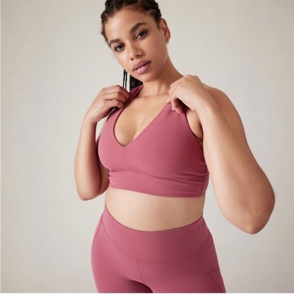 Athleta Mauve Racerback Sports Bra XS Wireless Stretch Pullover berry - Picture 2 of 9
